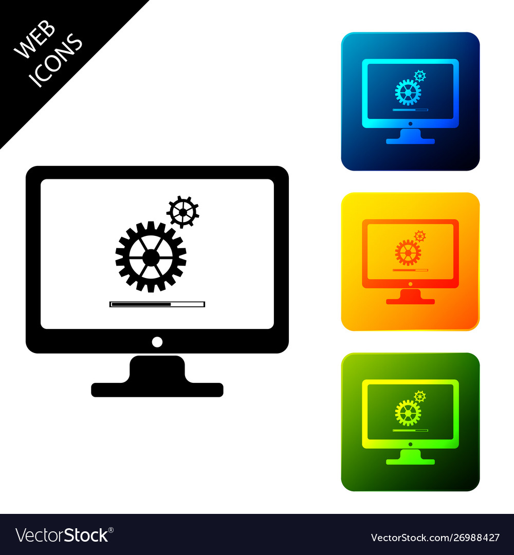 Computer monitor update process with gear progress