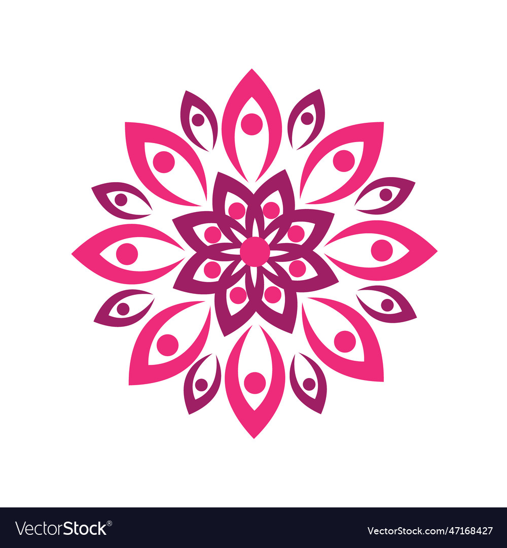 Flower leaf mandala yoga logo design Royalty Free Vector