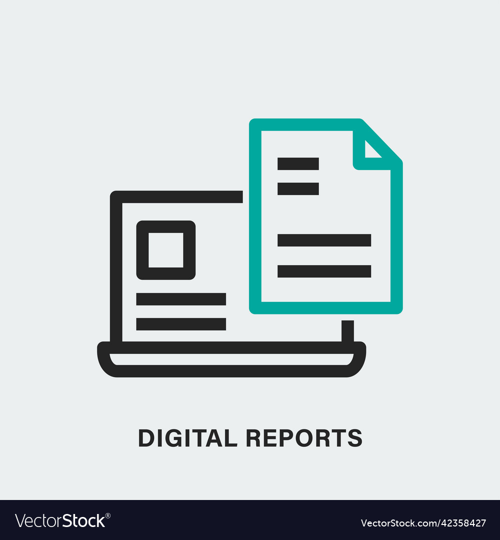Graphic icon of netbook and document with digital