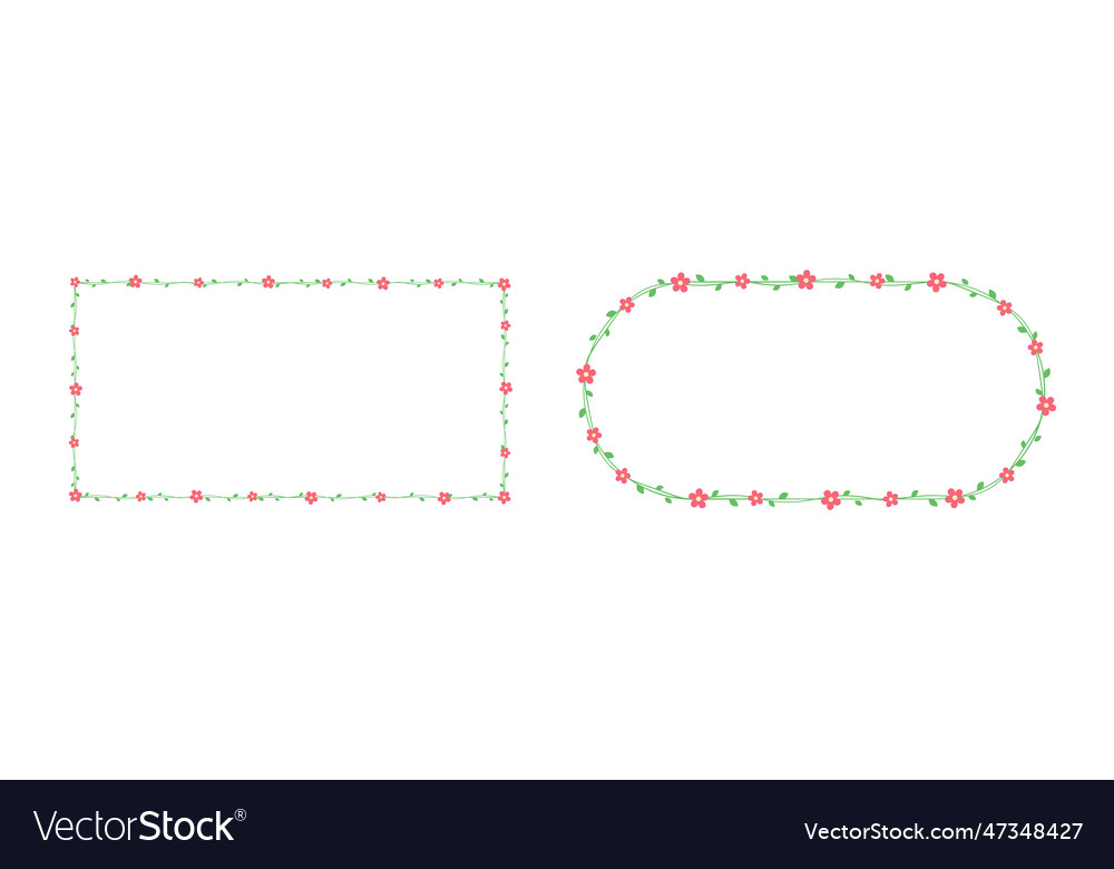 Green vine with red flowers frames and borders