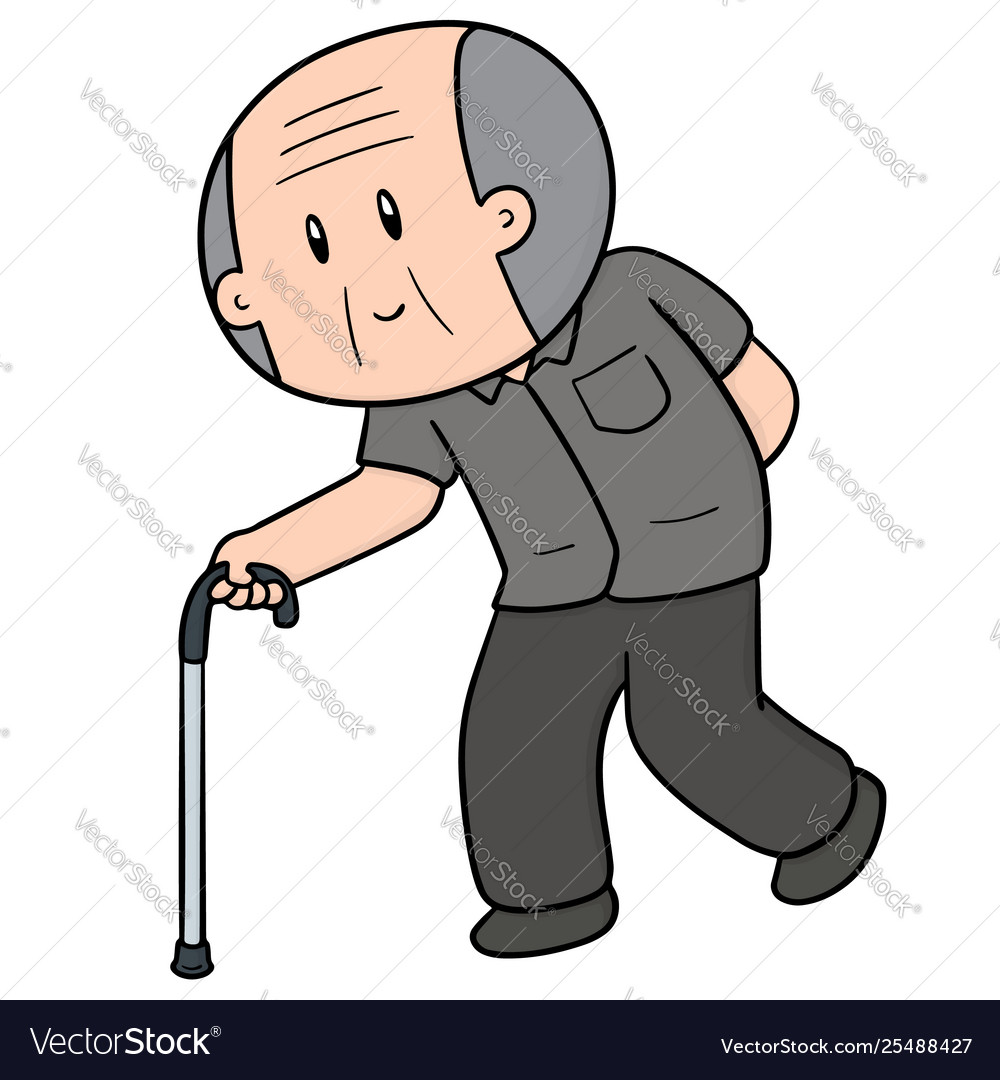 Old man using cane