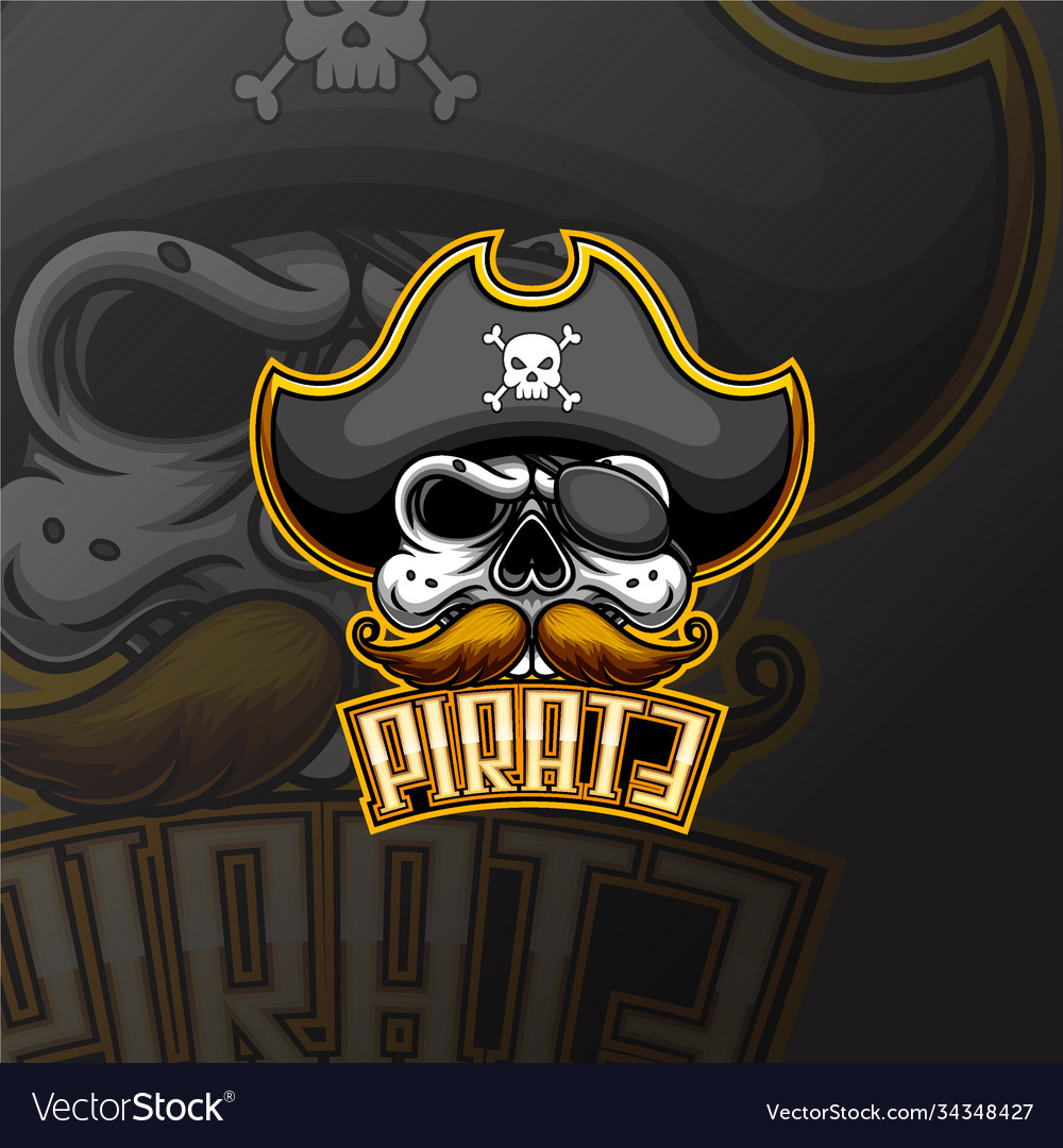 Premium Vector  Pirate vector logo template pirate sport gaming mascot logo  template pirate skull with a sword