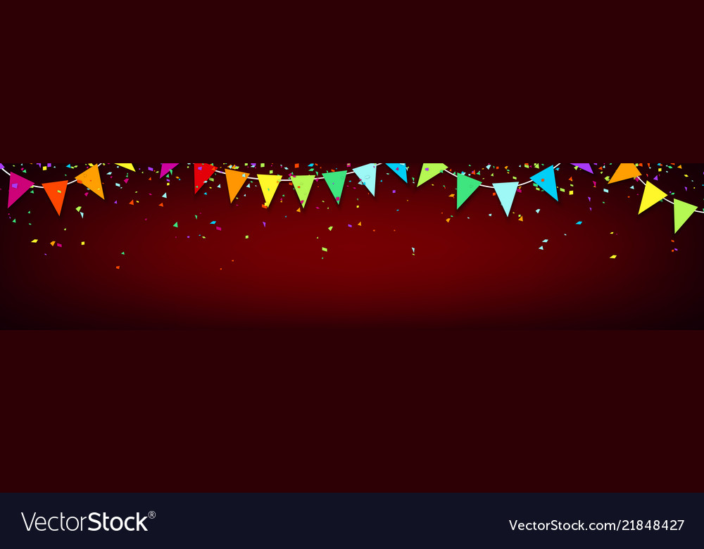 Red Holiday Banner With Colorful Flags And Vector Image
