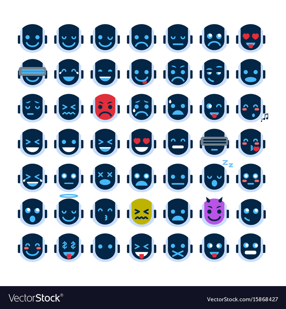 Robot Face Emoji Set - Smiling Expressions