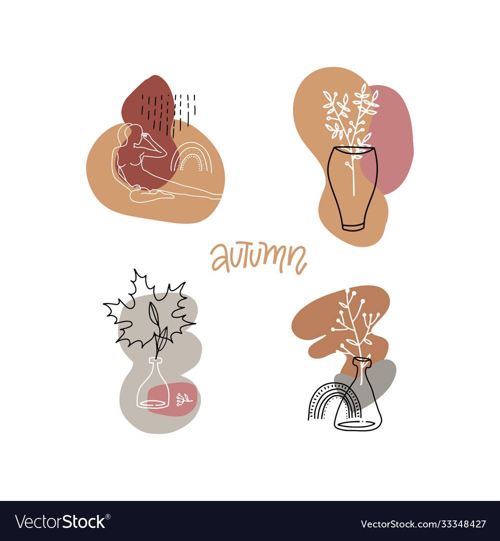 Set abstract print concepts with autumn vector image Set abstract print concepts with autumn