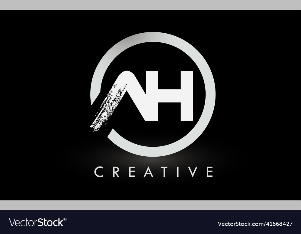 White ah brush letter logo design creative