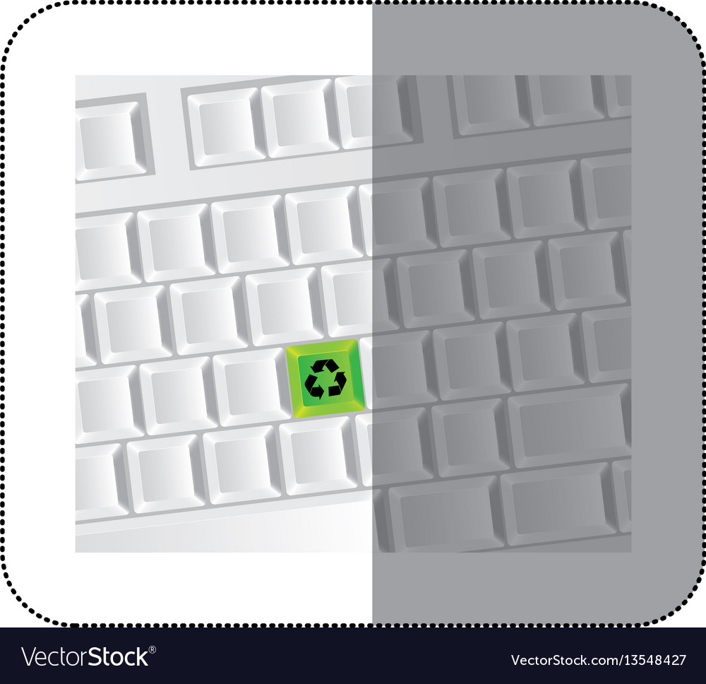 Weiße Computertastatur mit Recycle Symbol-Symbol