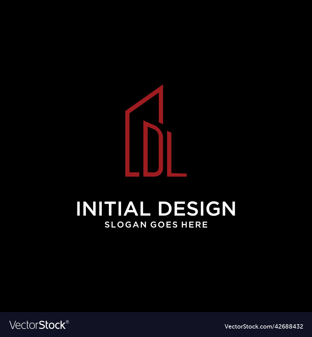 Dl initial monogram with building logo design vector image Dl initial monogram with building logo design