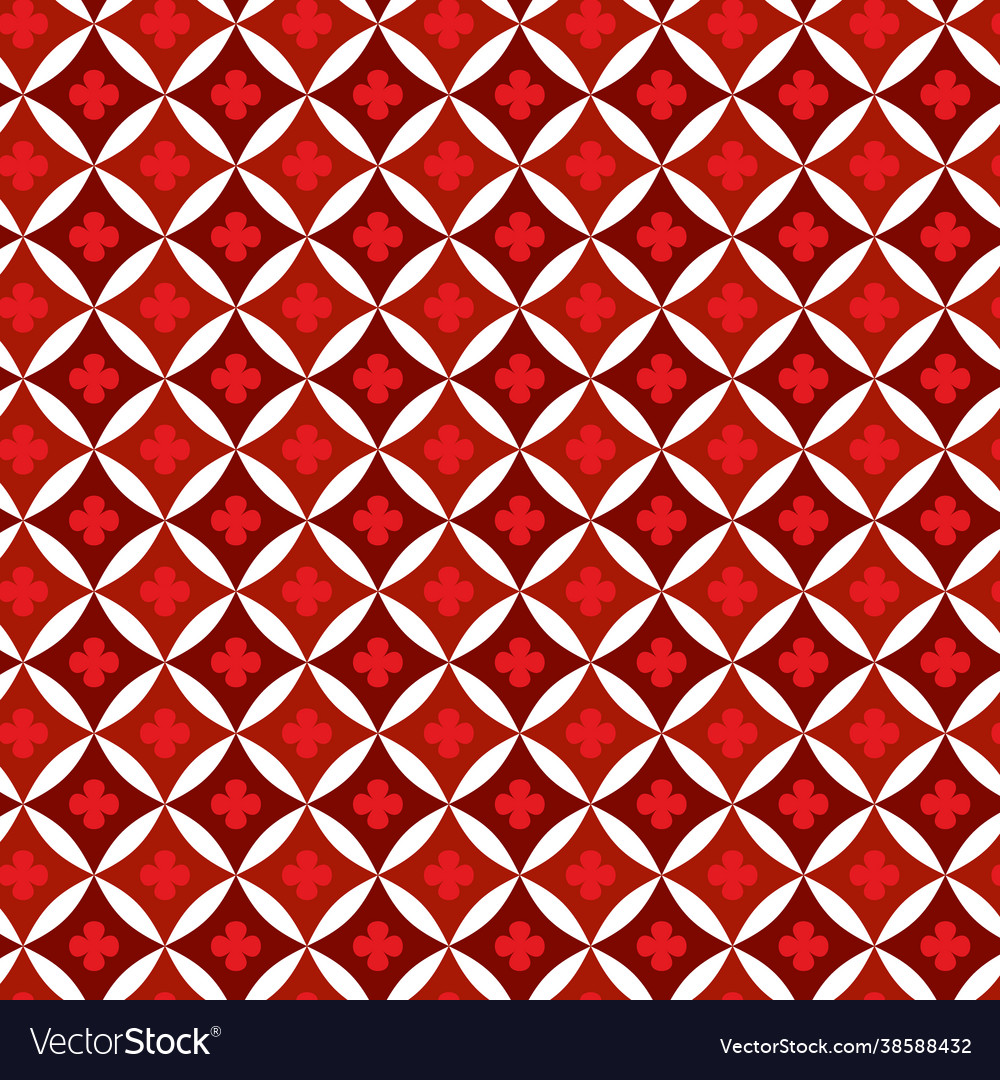 Geometric shapes seamless pattern and red flower