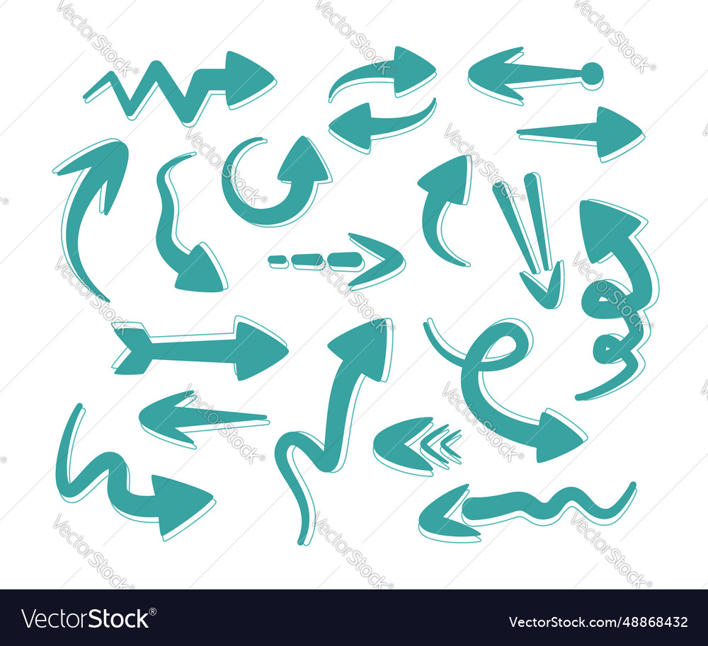 Hand drawn flat arrow icons set for design element
