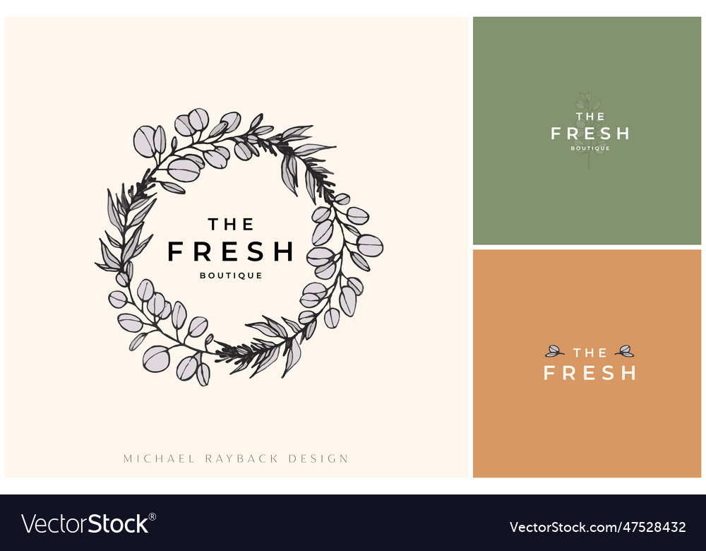 Hand drawn logo design floral