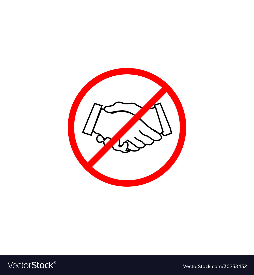 Handshake prohibited sign do not shake hands sign Vector Image