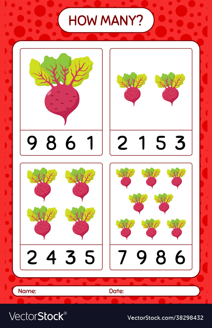 How many counting game with beet root worksheet