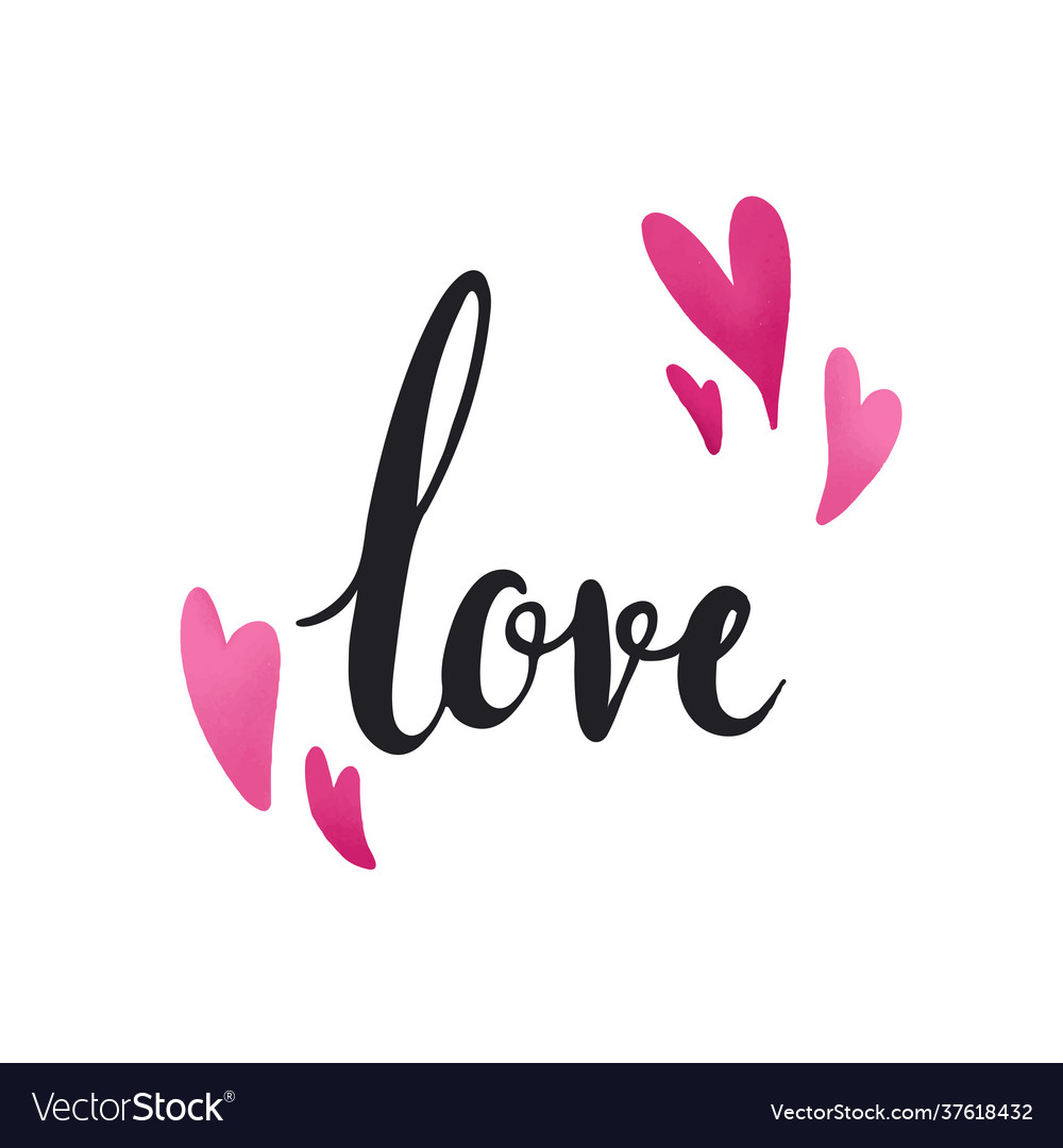 Love Typography Decorated With Hearts Royalty Free Vector