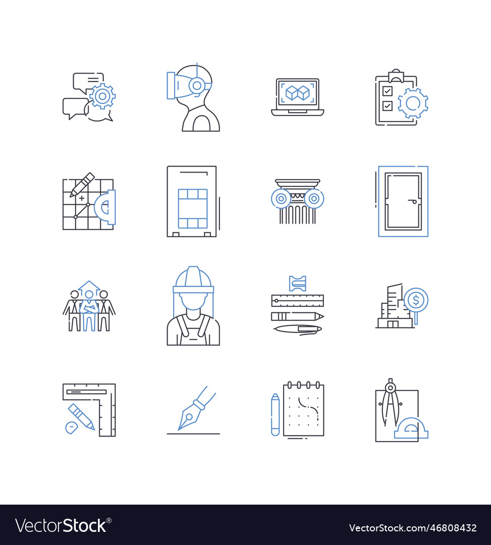 Mathematical methods line icons collection