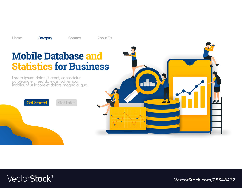 Mobile database and statistics for business vector image Mobile database and statistics for business