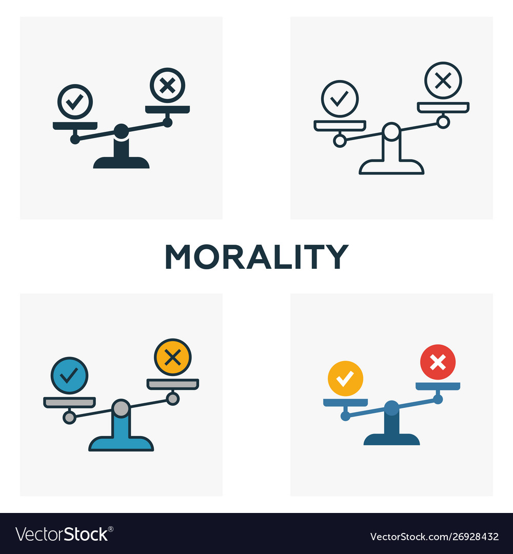 Morality icon set four elements in different vector image Morality icon set four elements in different