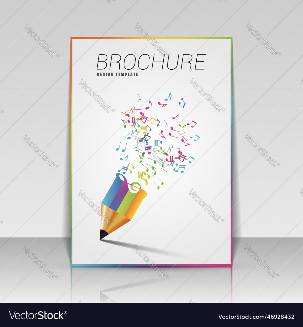 Music brochure template with pencil