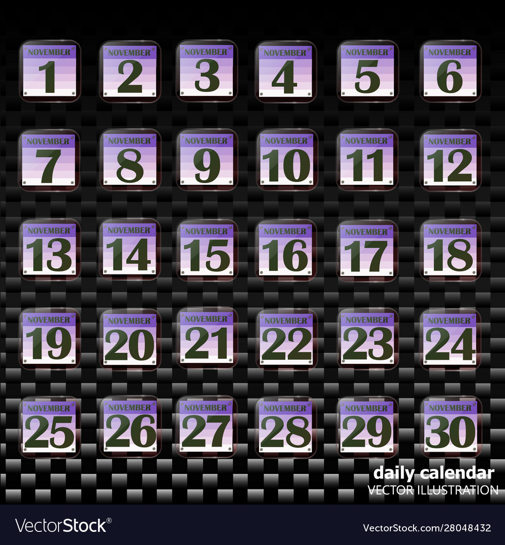 Set buttons with calendar dates for month vector image Set buttons with calendar dates for month