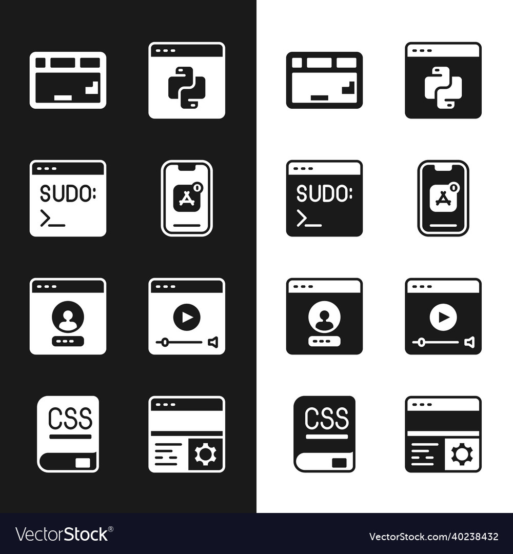 Set mobile apps code terminal keyboard python vector image Set mobile apps code terminal keyboard python