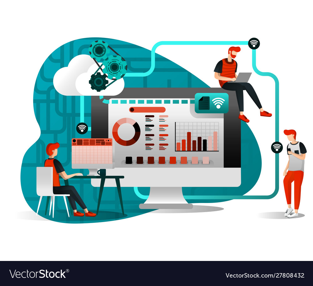 Sharing file for remote worker vector image Sharing file for remote worker