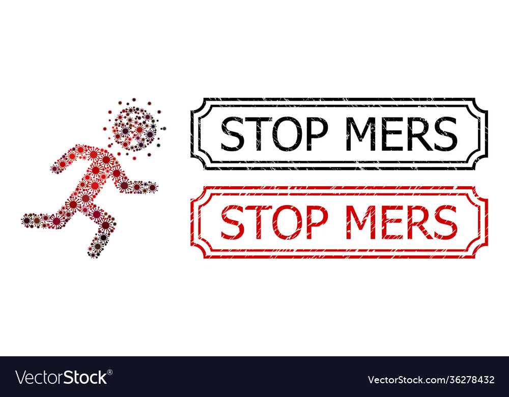 Stop mers grunge badges with notches and running