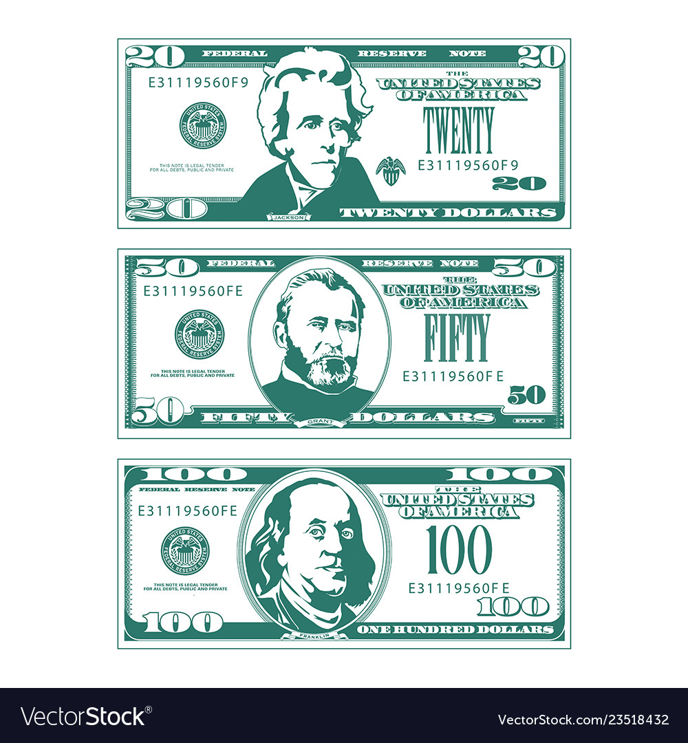 Three simplified stylized bills in high contrast Vector Image