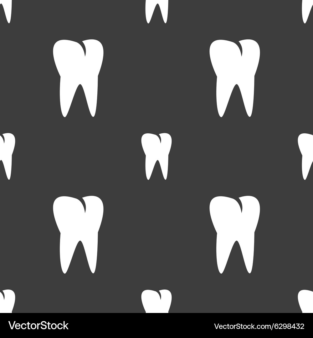 Tooth icon seamless pattern on a gray background Vector Image