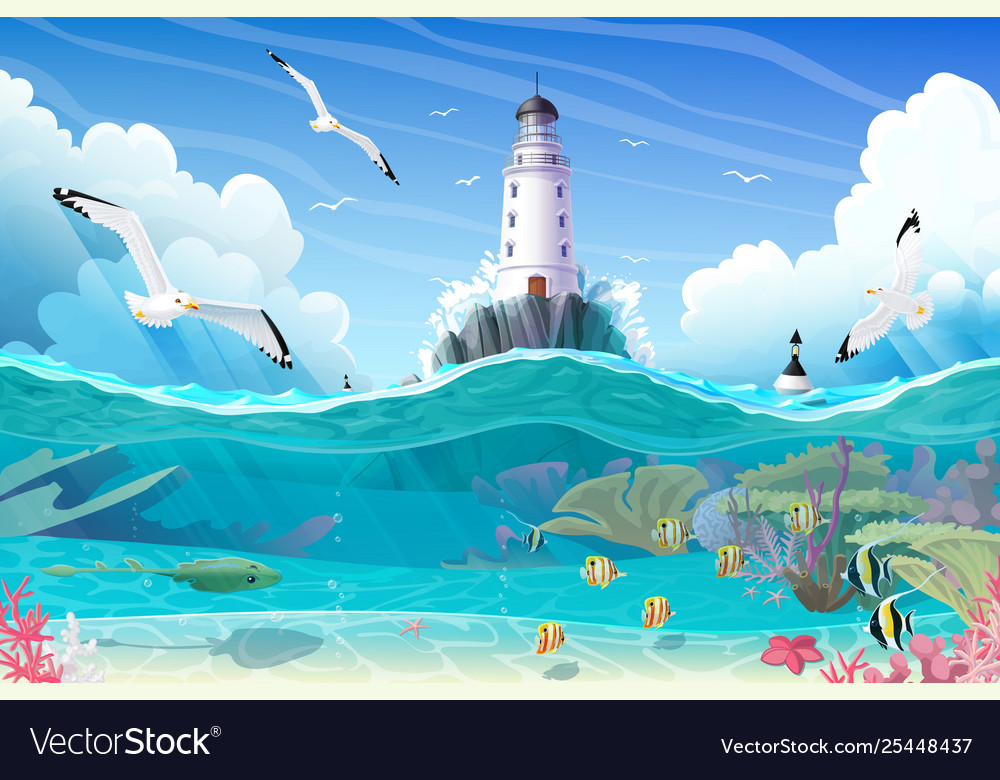 Cartoon Leuchtturm Seascape