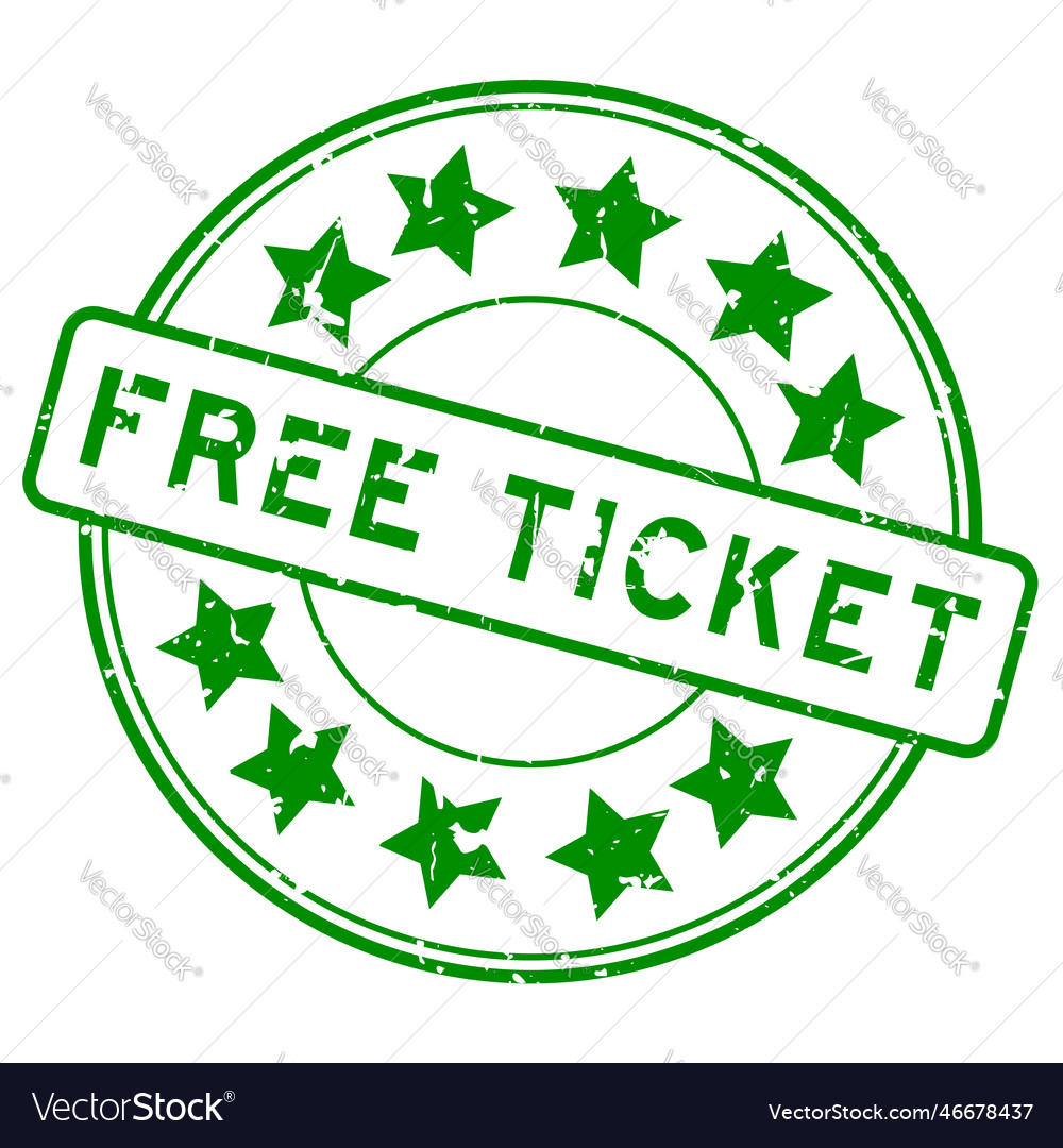 Grunge grün kostenloses Ticketwort mit Sternsymbol Vector Image Grunge grün kostenloses Ticketwort mit Sternsymbol