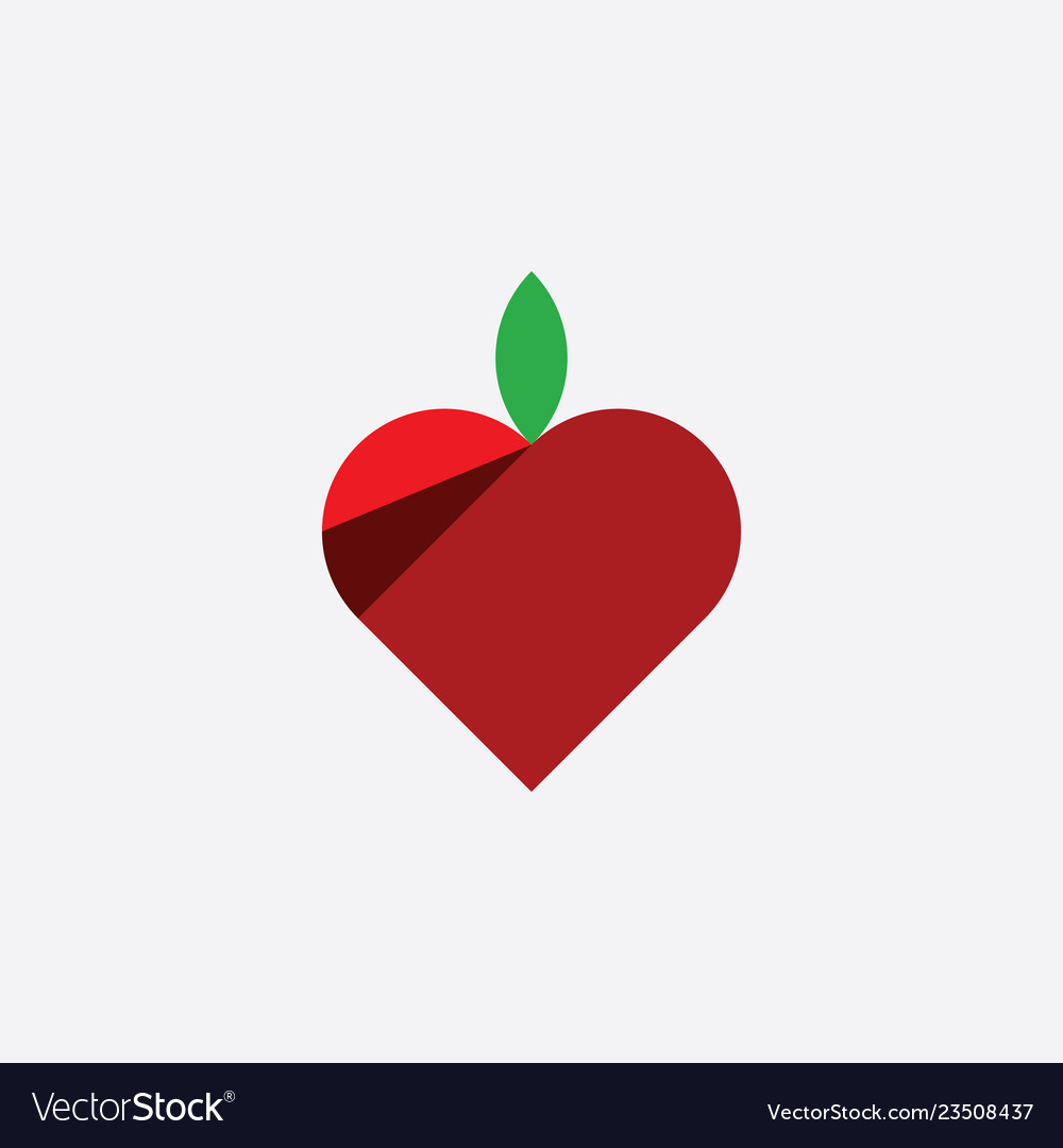 Heart shape apple logo icon symbol element