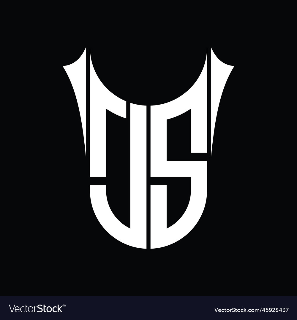 Js logo monogram shield sharp half round shape vector image Js logo monogram shield sharp half round shape