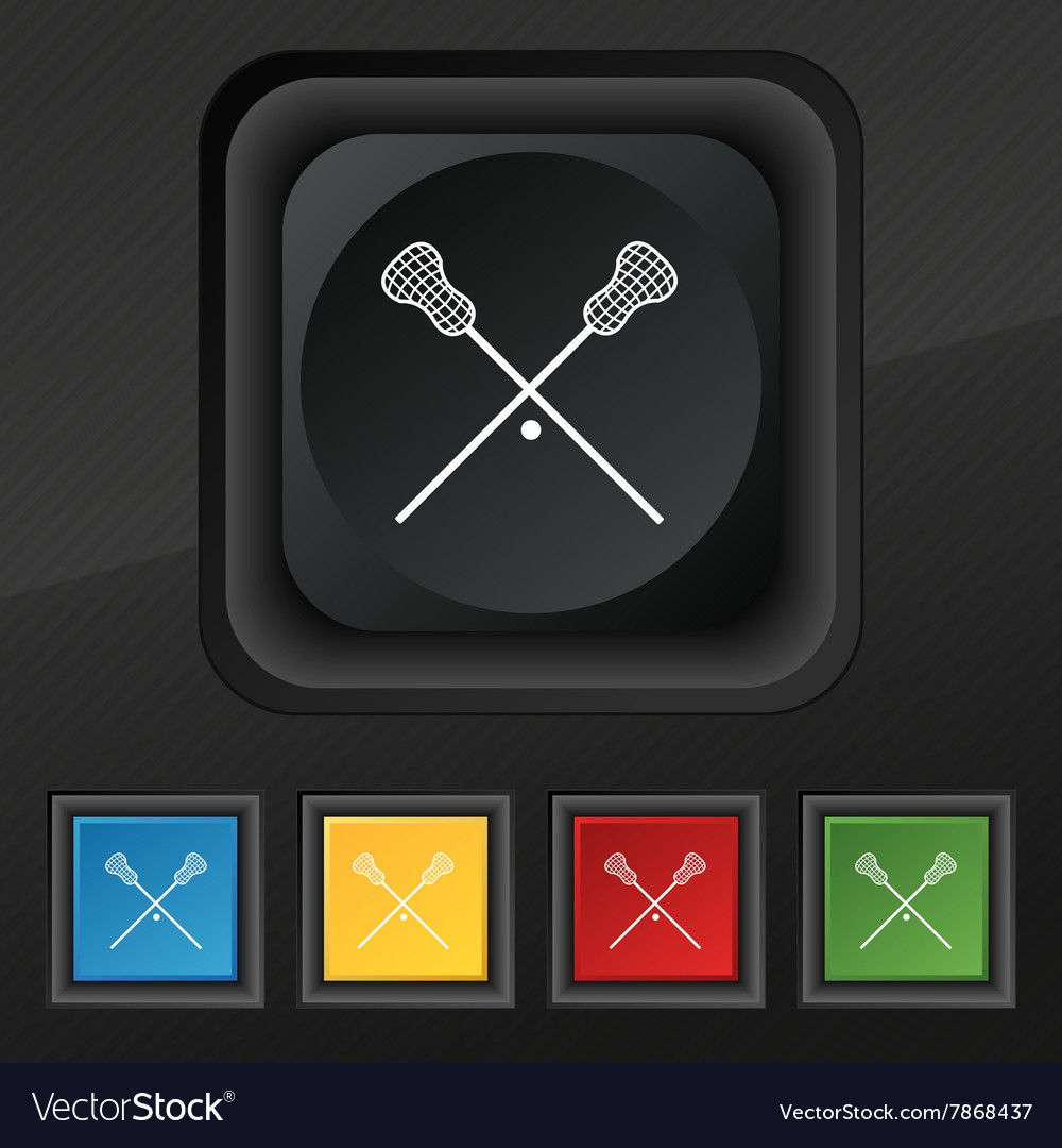 Lacrosse sticks crossed icon symbol set of five