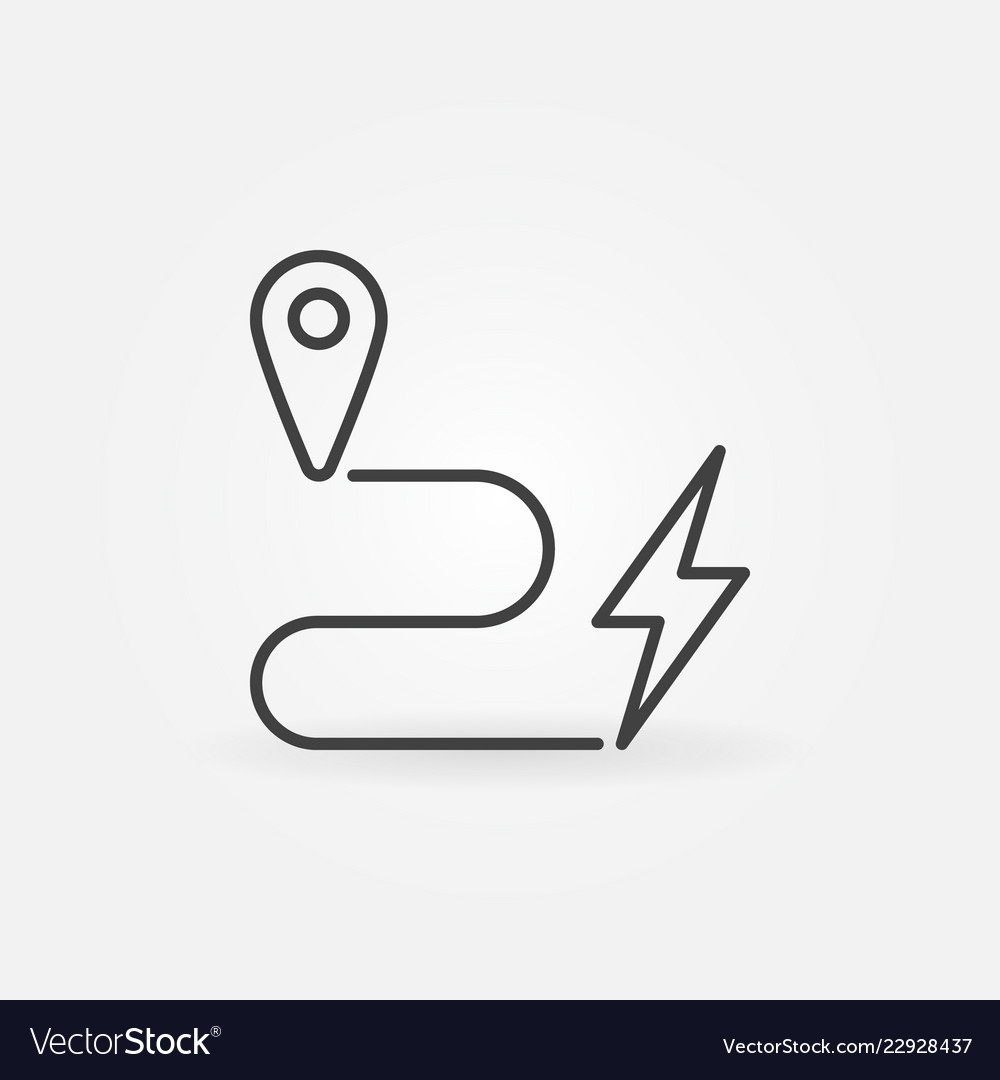 Map pointer and lightning outline concept vector image Map pointer and lightning outline concept