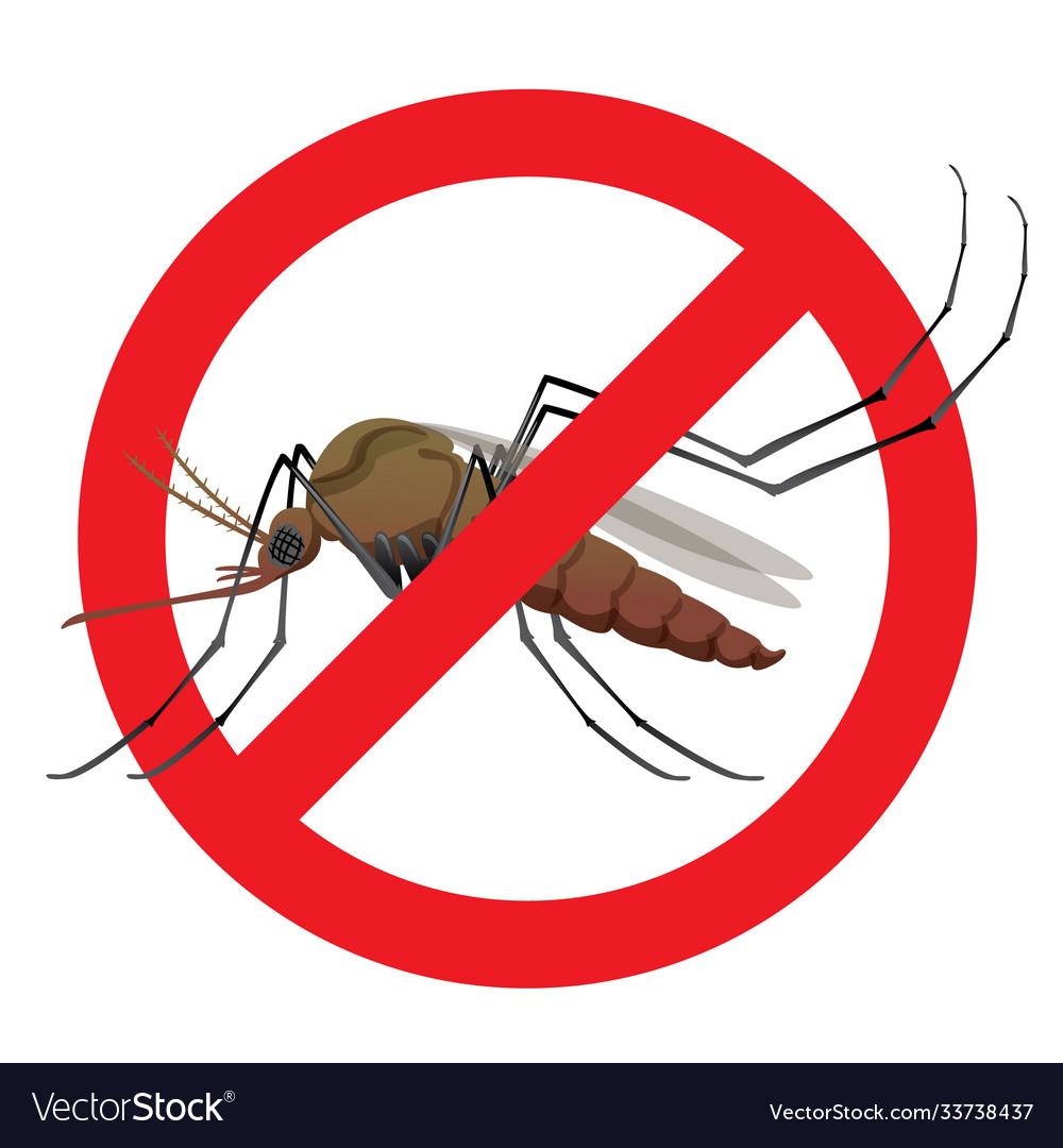 Mosquitoes stilt with prohibited sign Royalty Free Vector