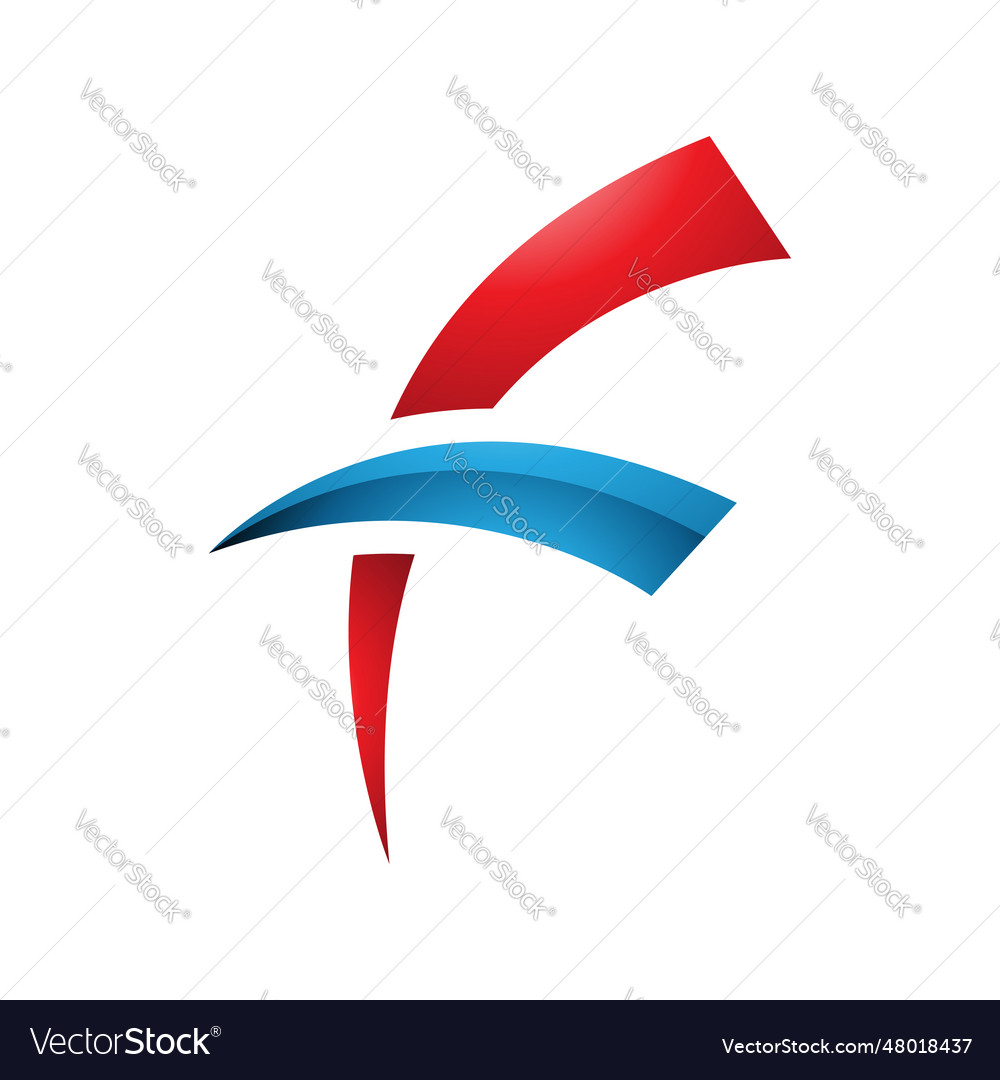 Red and blue glossy letter f icon with round Vector Image