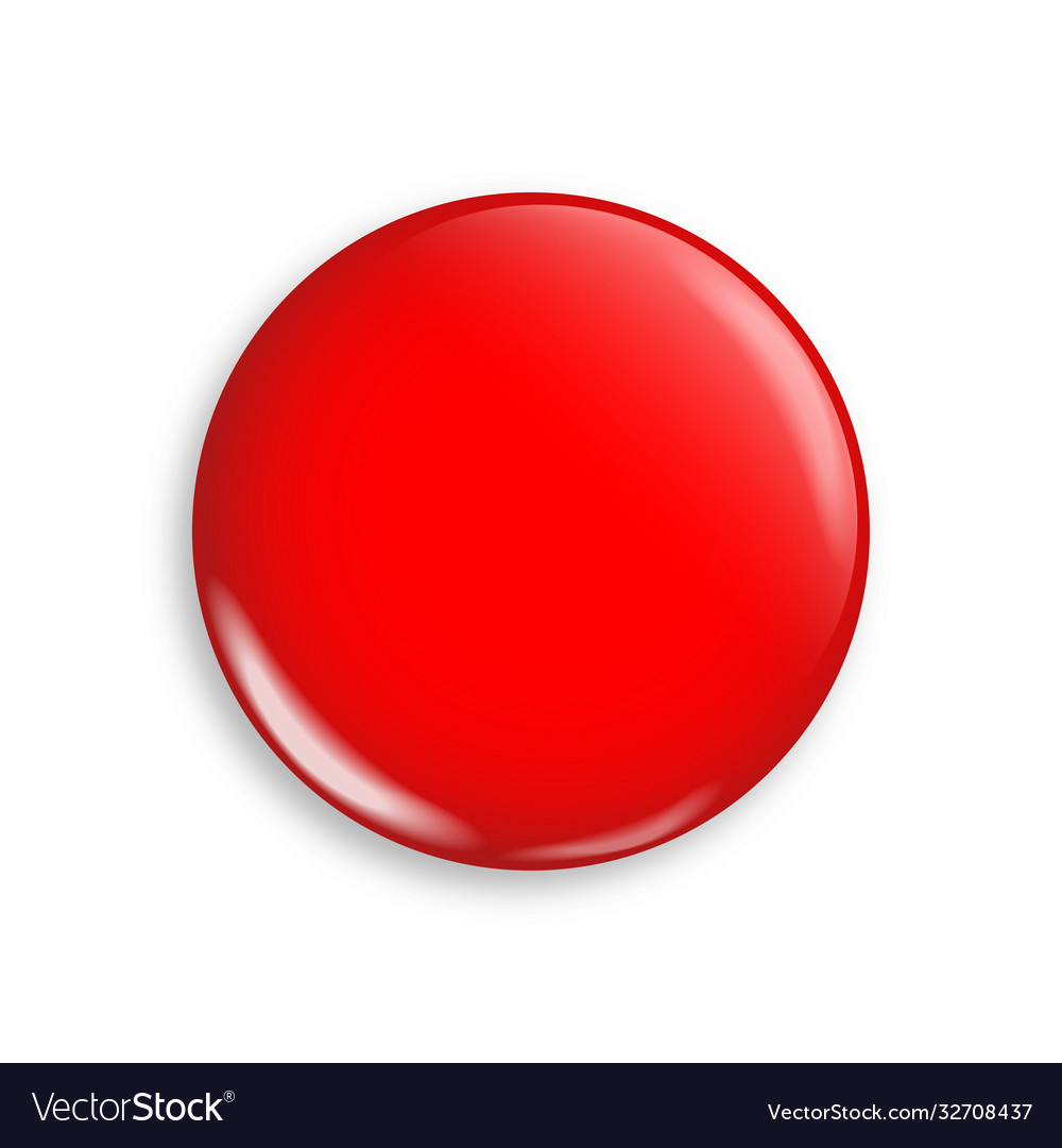 Red badge realistic button mock up isolated push