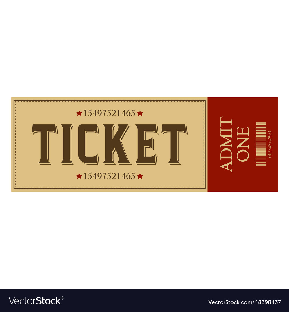 Retro ticket on white background Royalty Free Vector Image