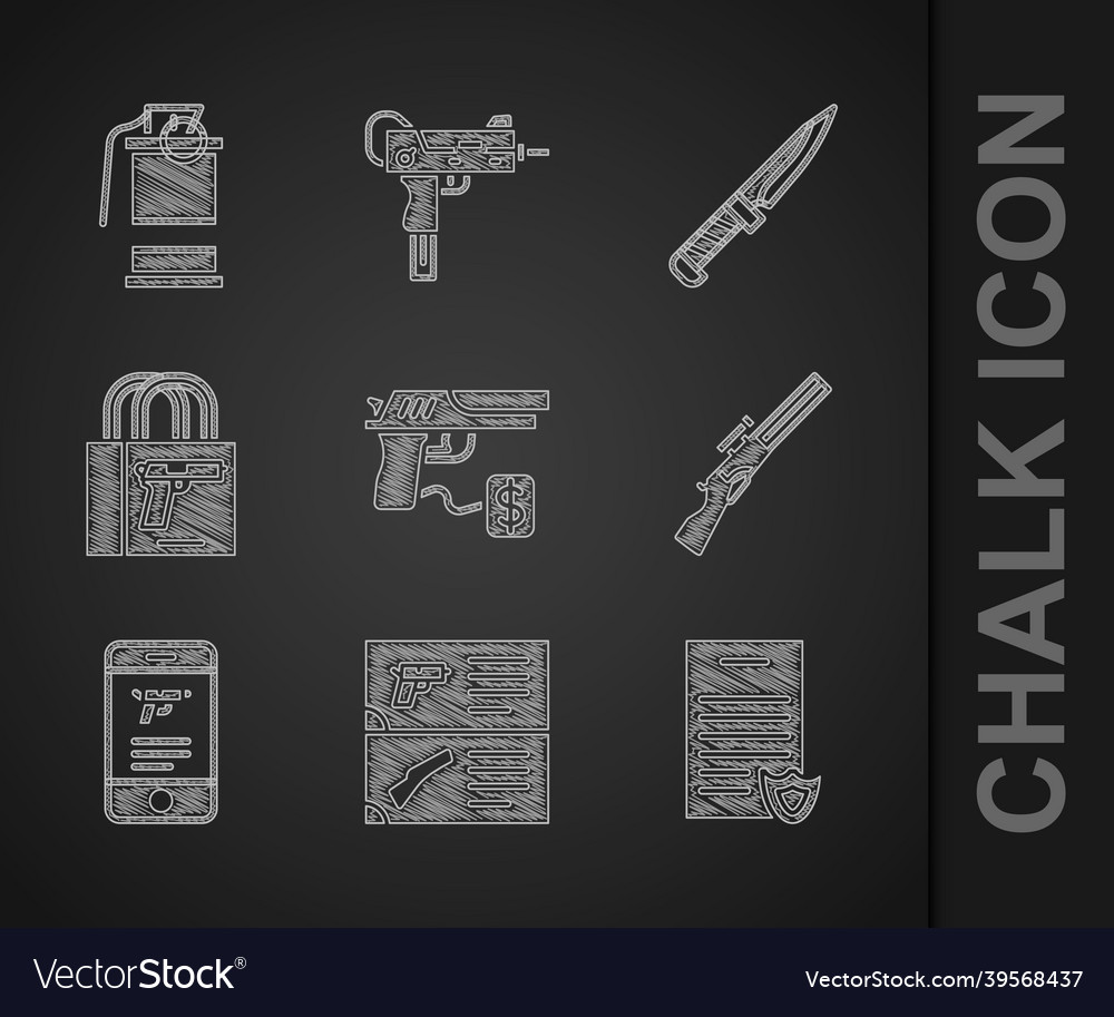 Set buying gun pistol weapon catalog firearms Vector Image