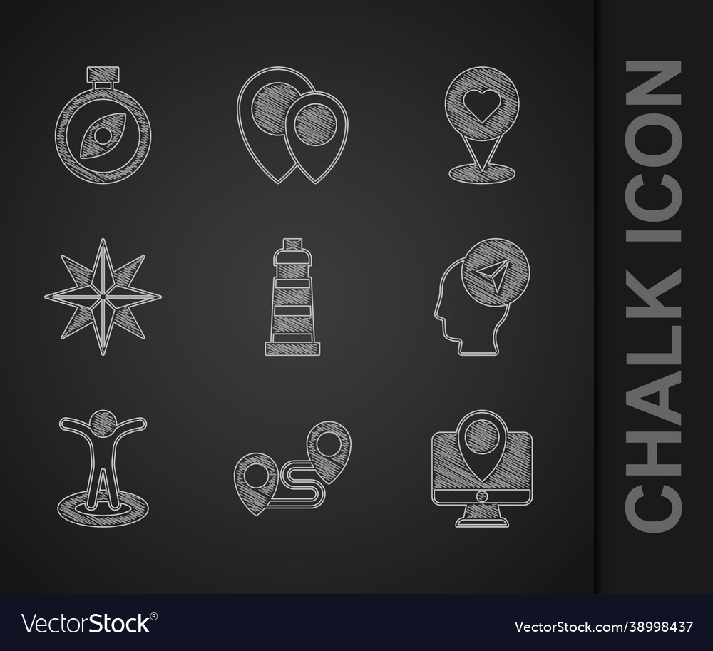 Set lighthouse route location monitor Vector Image Set lighthouse route location monitor