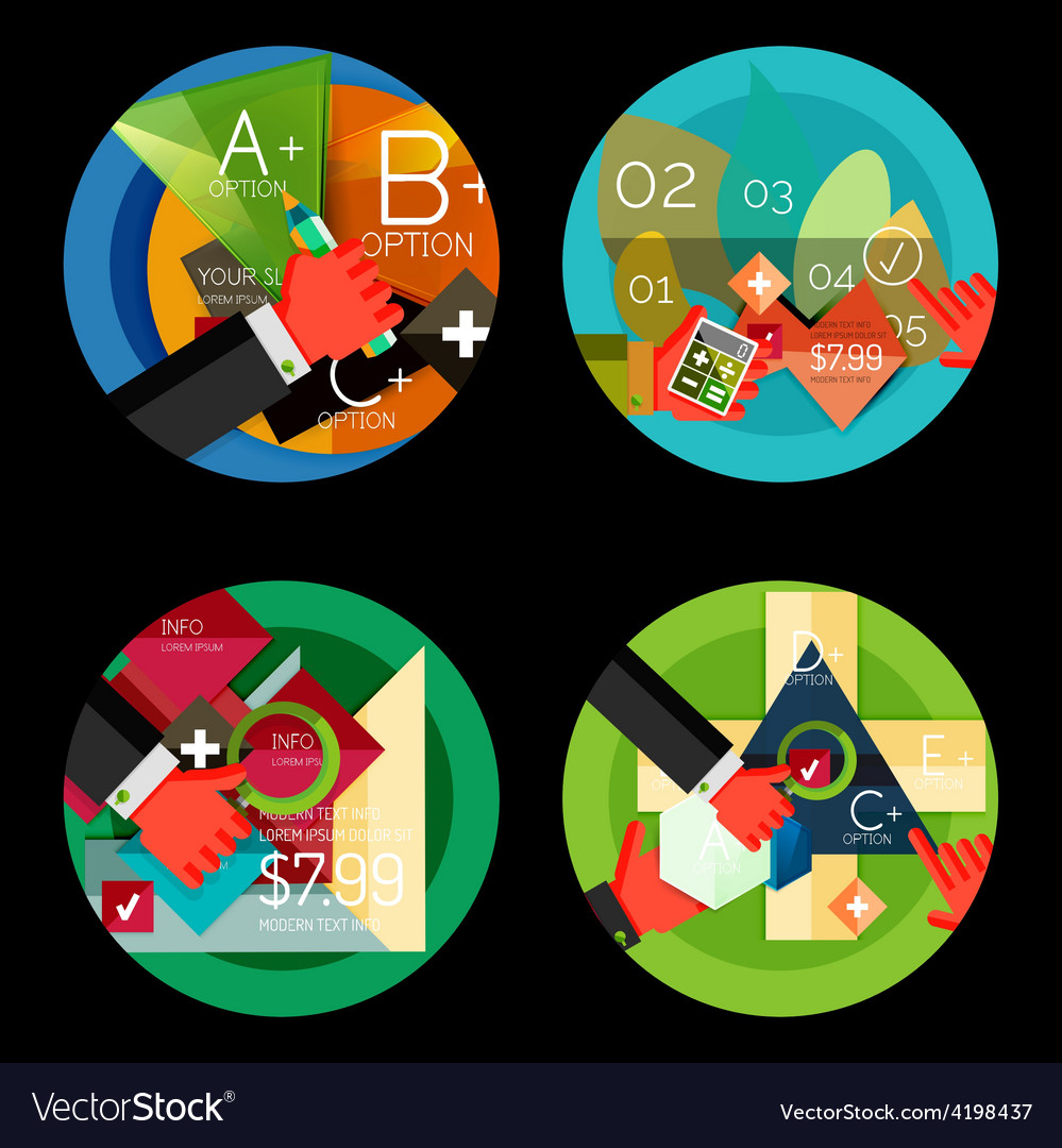 Set of option presentation labels flat design web