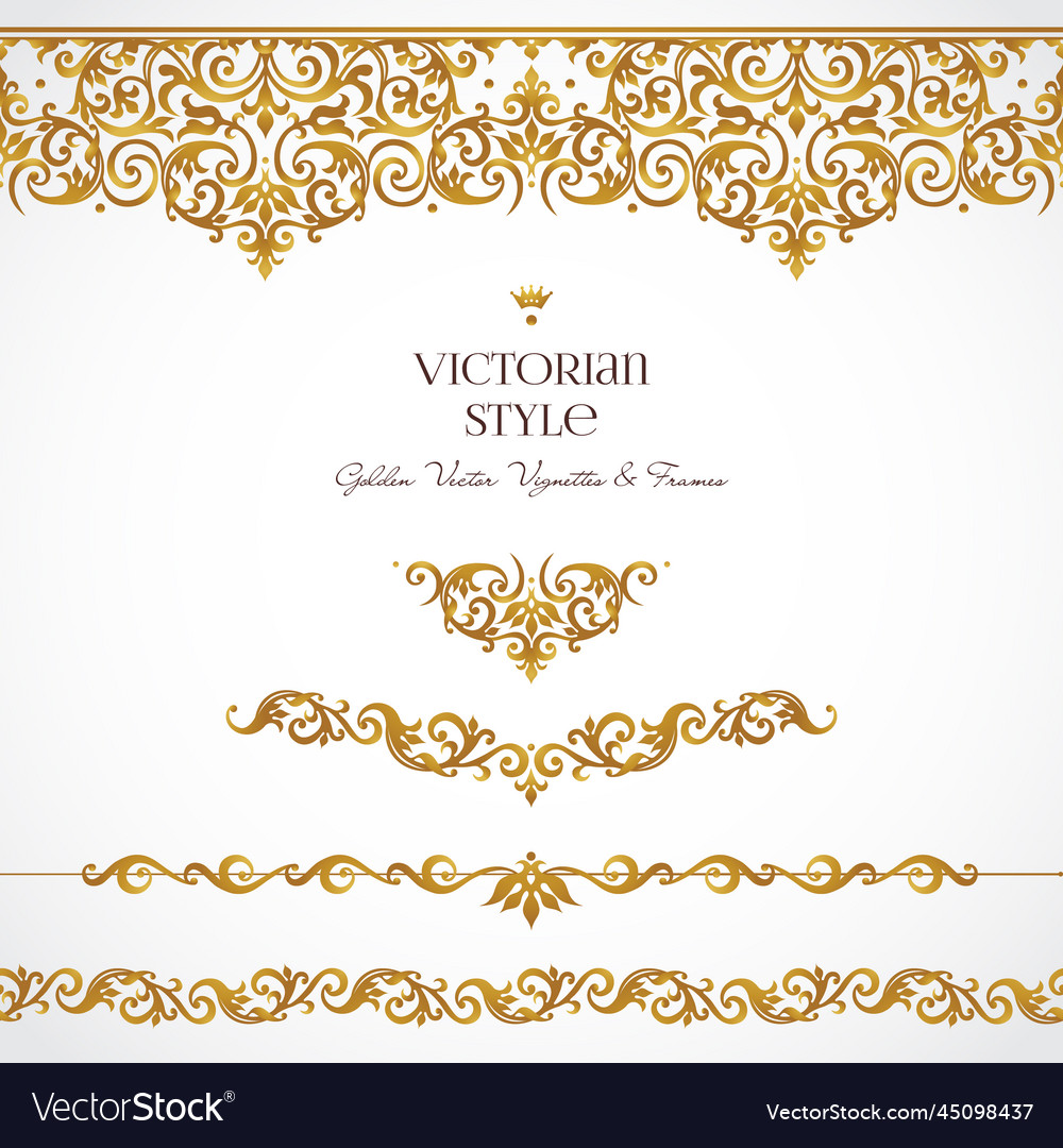 Set of vignettes borders in victorian style Vector Image Set of vignettes borders in victorian style