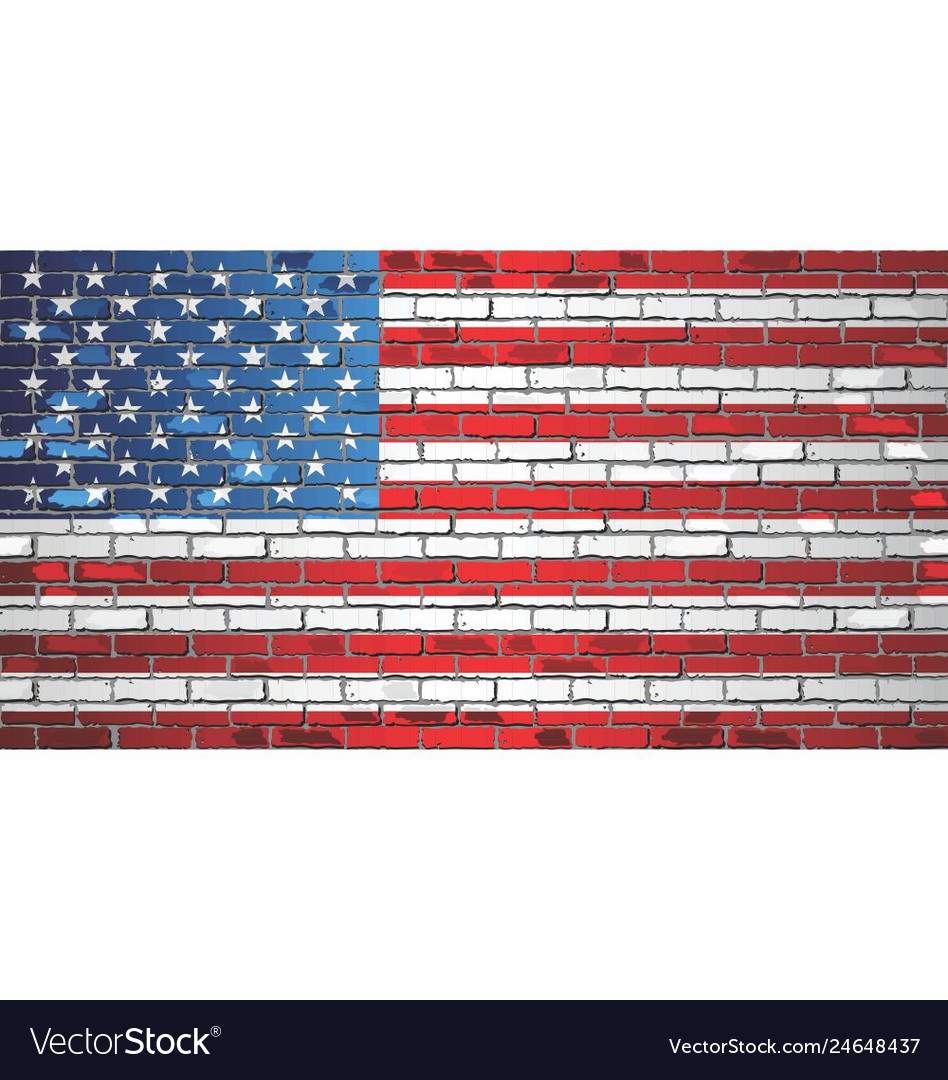 Shiny flag of usa on a brick wall