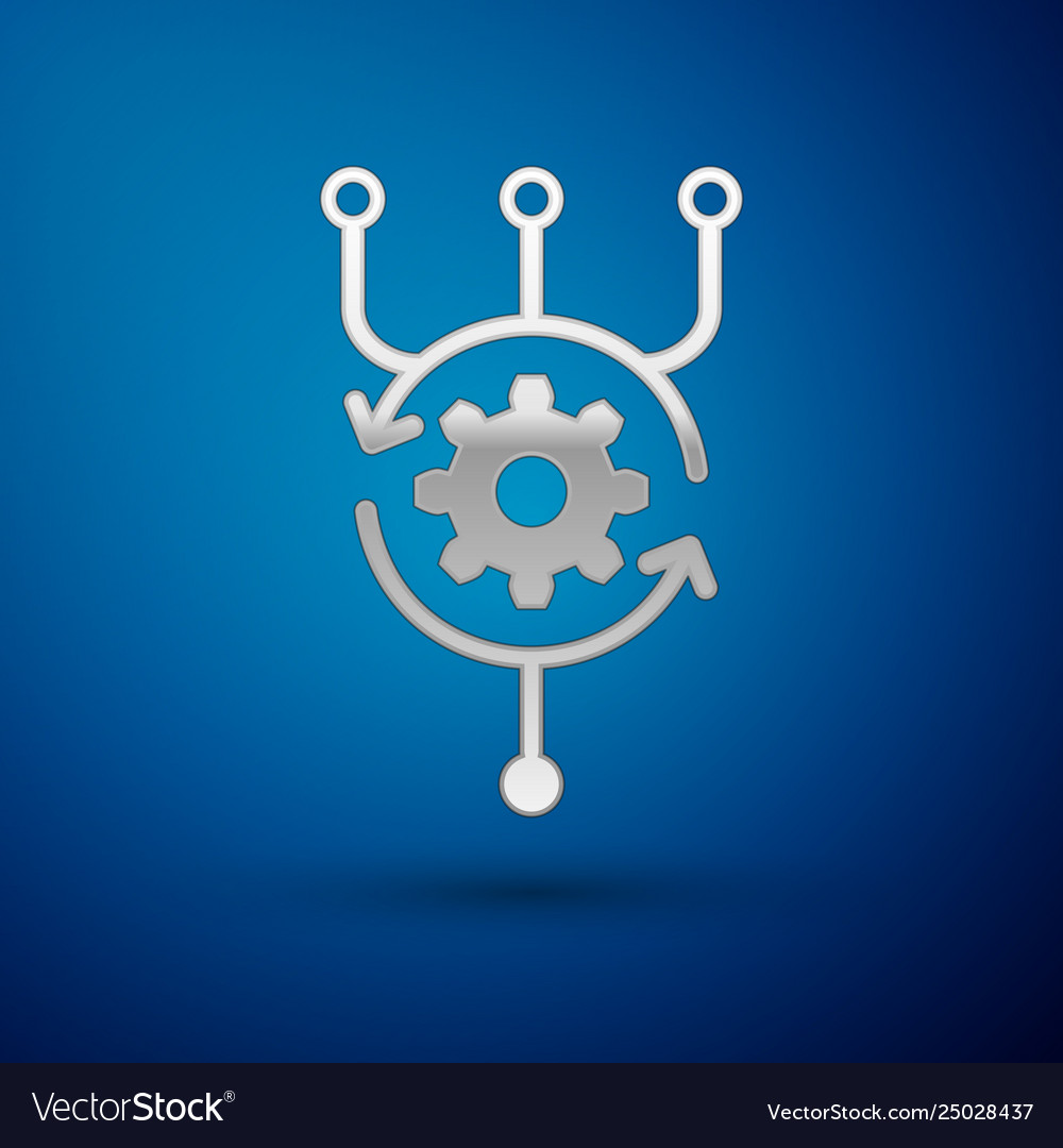 Silver algorithm icon isolated on blue background vector image Silver algorithm icon isolated on blue background