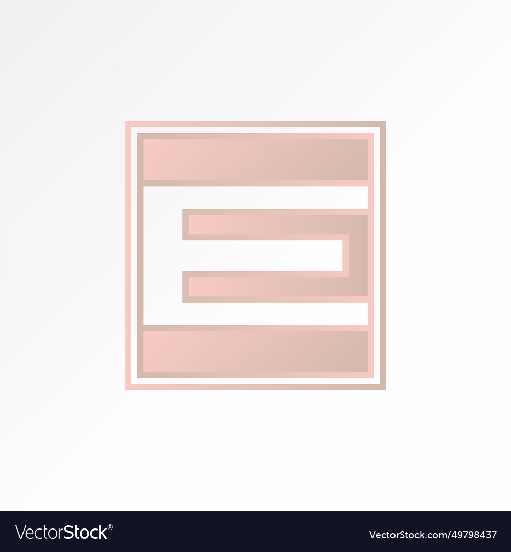 Unique initial letter e font square block vector image Unique initial letter e font square block