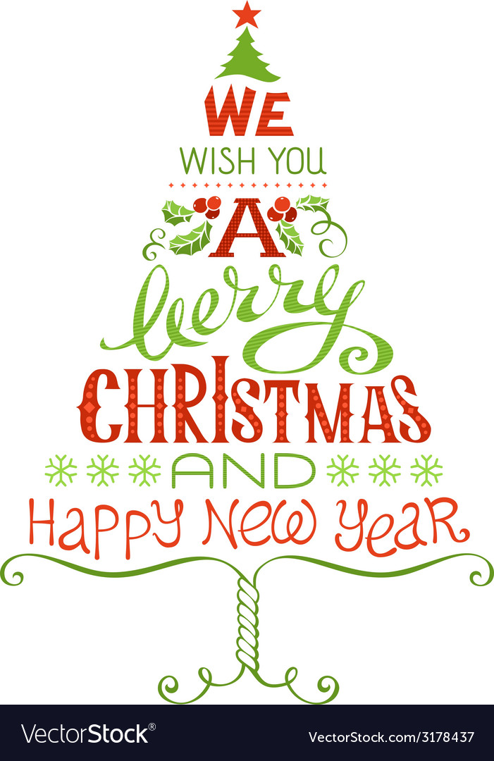 We Wish You A Merry Christmas And Happy New Year Vector Image 