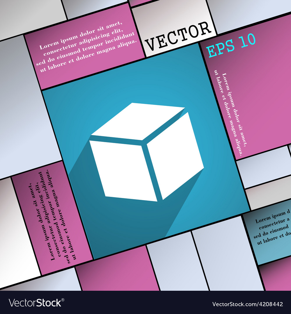 3d cube icon symbol flat modern web design