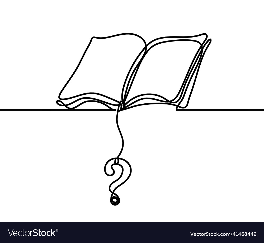 Abstract open book with question mark as line vector image Abstract open book with question mark as line