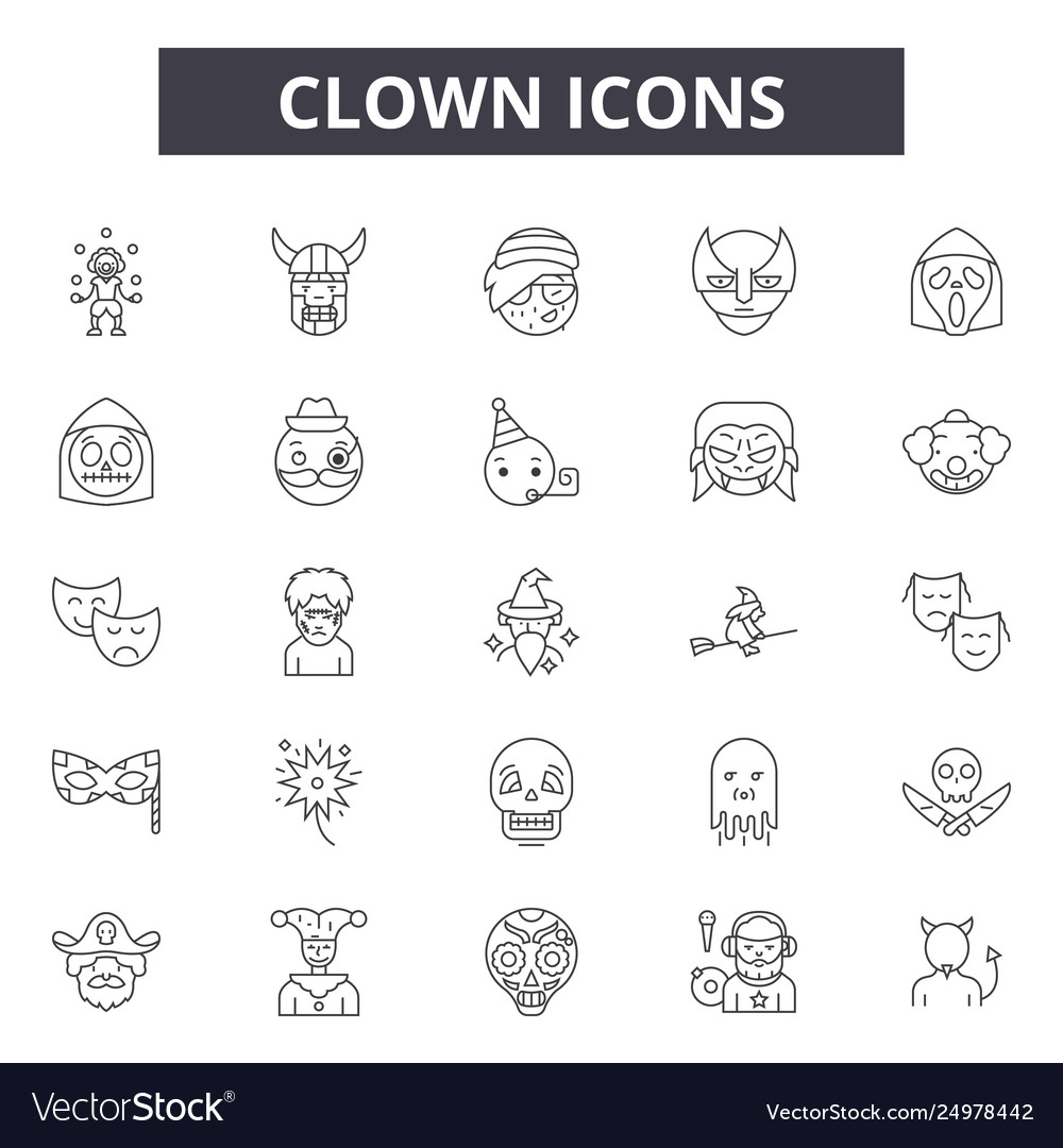 Clown line icons signs set outline