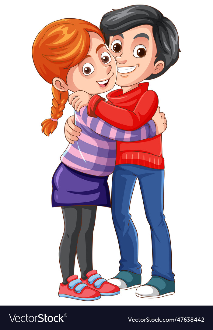 Cute young couple cartoon character Royalty Free Vector